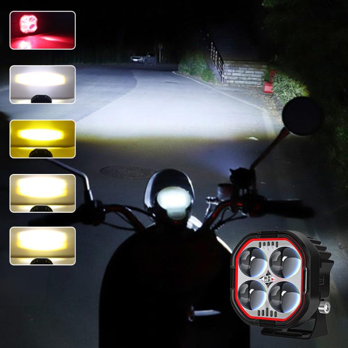 High Brightness Motorcycle Spotlight with Adjustable Bracket - Image 1