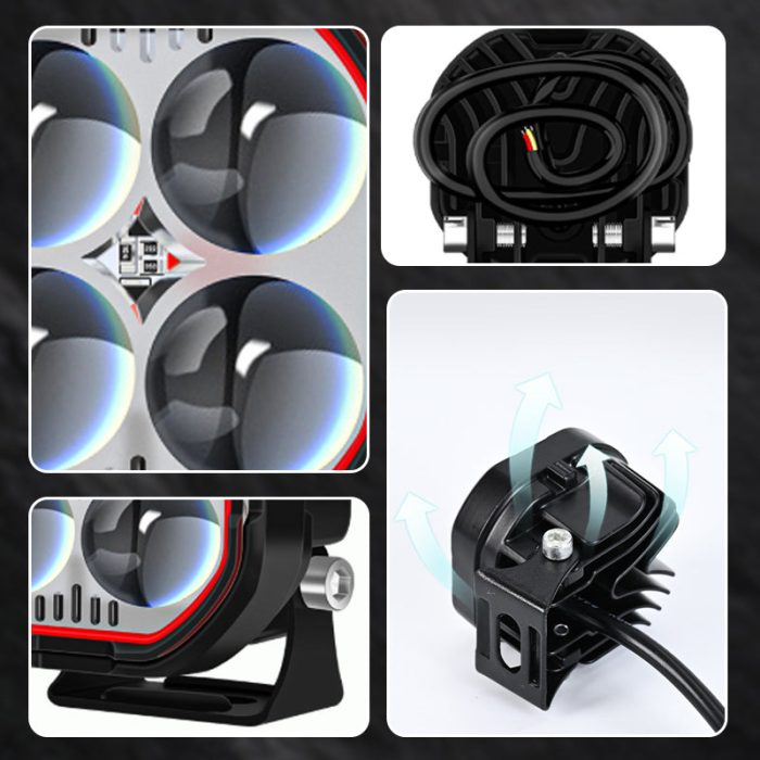 High Brightness Motorcycle Spotlight with Adjustable Bracket - Image 5